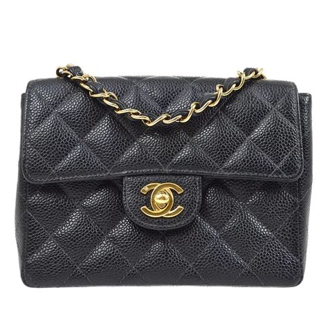 Chanel Chanel Black Quilted Caviar Mini Rectangular Classic 